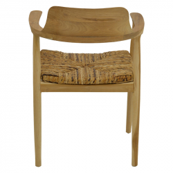 Πολυθρόνα Denverone pakoworld φυσικό teak ξύλο και ψάθα 57x54x79εκ