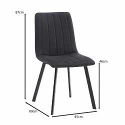 BETTY Καρέκλα Μέταλλο Βαφή Μαύρο, Ύφασμα Suede Μαύρο  45x60x87cm