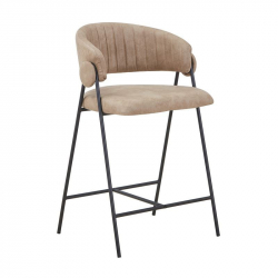 ALFREDO Σκαμπό BAR Μέταλλο Βαφή Μαύρο, Ύφασμα Suede Μπεζ  58x53x66/96cm