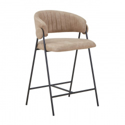 ALFREDO Σκαμπό BAR Μέταλλο Βαφή Μαύρο, Ύφασμα Suede Μπεζ  58x53x66/96cm