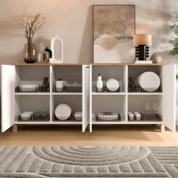 Μπουφές ArteLibre BALDER Λευκό/Φυσικό Μοριοσανίδα 180x42.1x80cm