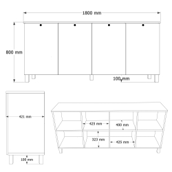 Μπουφές ArteLibre BALDER Λευκό/Φυσικό Μοριοσανίδα 180x42.1x80cm