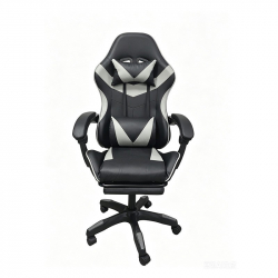 A9937 ΜΑΥΡΟ/ΓΚΡΙ PVC ΠΟΛΥΘΡΟΝΑ GAMING/ΜΕ ΥΠΟΠΟΔΙΟ 64X59X43-112/53-125εκ.