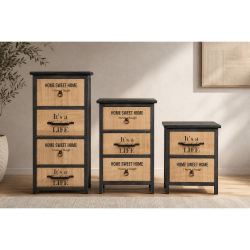 ΚΟΜΟ ΞΥΛΙΝΟ ΜΑΥΡΟ/ΦΥΣΙΚΟ 3 ΣΥΡΤΑΡΙΑ  34X25Χ62cm 