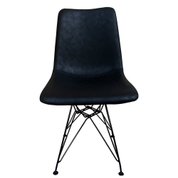 Καρέκλα Τραπεζαρίας ArteLibre SELVA Vintage Μαύρο PU/Μέταλλο 43x57x81cm