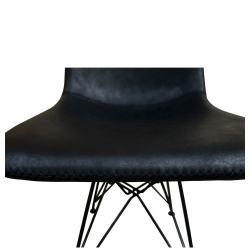 Καρέκλα Τραπεζαρίας ArteLibre SELVA Vintage Μαύρο PU/Μέταλλο 43x57x81cm