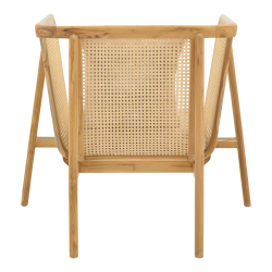 Πολυθρόνα Jenta pakoworld teak ξύλο με rattan σε φυσική απόχρωση και μπεζ μαξιλάρι 72x67x92εκ