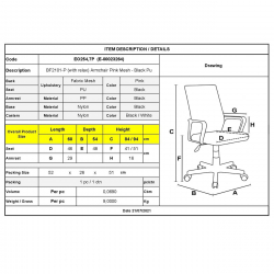 BF2101-P Πολυθρόνα Γραφείου με ανάκλιση Βάση Nylon / Mesh Ροζ - Μαύρο Pu (Συσκ.1) 57x53x90/100cm