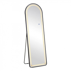LED-8 Καθρέπτης Τοίχου-Δαπέδου Φωτιζόμενος, Αλουμίνιο Μαύρο, Αφής με 3 επιλογές φωτισμού  50x32x160cm