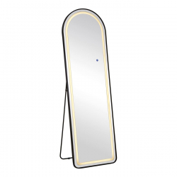 LED-8 Καθρέπτης Τοίχου-Δαπέδου Φωτιζόμενος, Αλουμίνιο Μαύρο, Αφής με 3 επιλογές φωτισμού  50x32x160cm