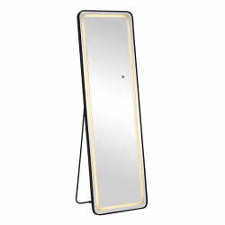 LED-7 Καθρέπτης Τοίχου-Δαπέδου Φωτιζόμενος, Αλουμίνιο Μαύρο, Αφής με 3 επιλογές φωτισμού  50x32x160cm