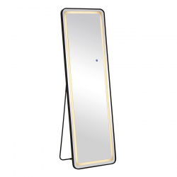 LED-7 Καθρέπτης Τοίχου-Δαπέδου Φωτιζόμενος, Αλουμίνιο Μαύρο, Αφής με 3 επιλογές φωτισμού  50x32x160cm