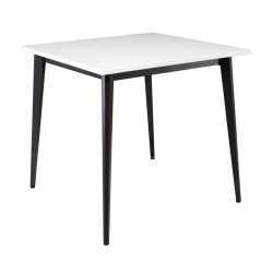 VIDAL Τραπέζι Μέταλλο Βαφή Μαύρο, Επιφάνεια 80x80cm/20mm Κ/Π Εμποτισμού Λάκα Άσπρο  81x81x74cm