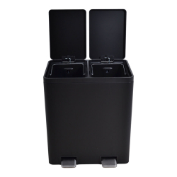 ΚΑΔΟΣ ΑΠΟΡΡΙΜΑΤΩΝ ΔΙΠΛΟΣ 20L ΚΑΙ 20L SOFT CLOSE ΙΝΟΧ ΜΑΥΡΟ ΜΑΤ ANKOR