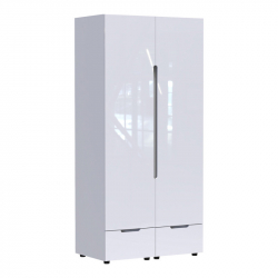 Ντουλάπα δίφυλλη Afina pakoworld mdf σε λευκή glossy απόχρωση 100x57x213εκ