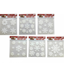 Χριστουγεννιάτικα Gel Stickers Χιονονιφάδες Λευκό 6 Σχέδια