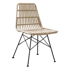 SALSA Καρέκλα Μεταλλική Μαύρη/Wicker Φυσικό 48x59x80cm