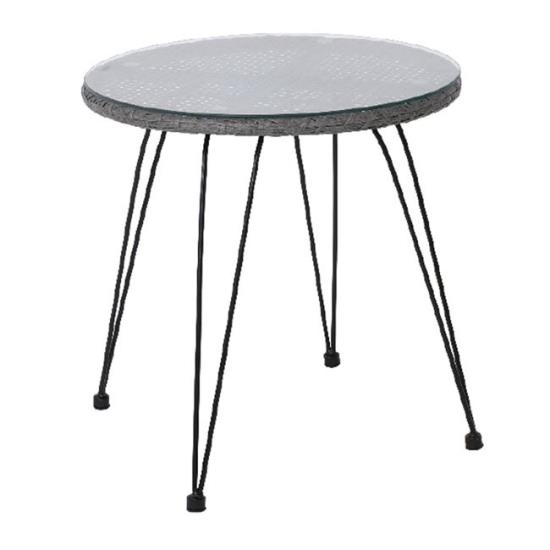SALSA Τραπέζι Μεταλλικό Μαύρο/Wicker Γκρι Φ52x53cm