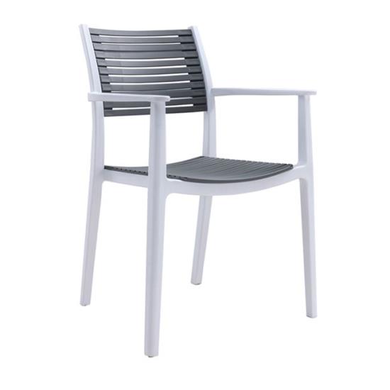 AKRON Πολυθρόνα PP-UV Άσπρο / Γκρι 60x55x85cm