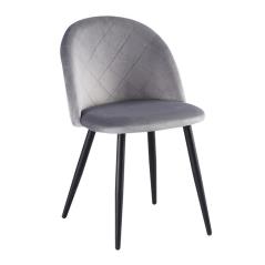BELLA Καρέκλα Μέταλλο Βαφή Μαύρο / Ύφασμα Velure Γκρι 50x57x81cm