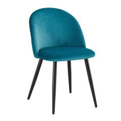 BELLA Καρέκλα Μέταλλο Βαφή Μαύρο / Ύφασμα Velure Petrol 50x57x81cm