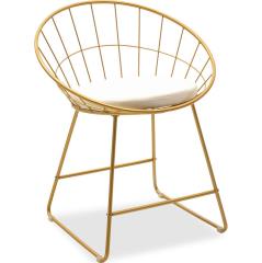 Καρέκλα Seth pakoworld μεταλλική χρυσό με μαξιλάρι PVC λευκό