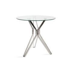 Aryan Τραπέζι στρογγυλό γυάλινο-πόδι inox Φ80x75 cm