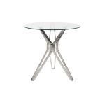 Aryan Τραπέζι στρογγυλό γυάλινο-πόδι inox Φ80x75 cm