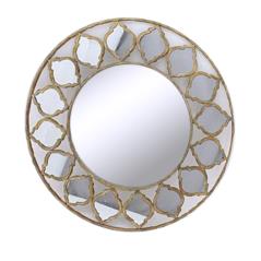 Στρογγυλός καθρέπτης,χρυσή κορνίζα "Moroccan" 95x2,5x95cm | ZAROS