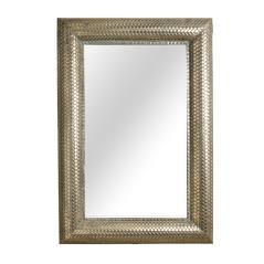 Καθρέπτης μεταλλική κορνίζα ψαροκόκκαλο,σαμπανί,68,5x5,5x98,5cm | ZAROS