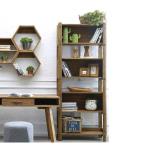 Ραφιέρα/βιβλιοθήκη με 6 ράφια ξύλινη σε φυσικό χρώμα 80x37x200cm | ZAROS