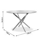Steve Τραπέζι στρόγγυλο με γυάλινη επιφάνεια διαφανές Φ120x74,5 cm