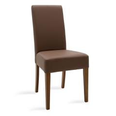 Ditta Καρέκλα ανοικτό καφέ τεχνόδερμα - πόδια ξύλο μασίφ καρυδί 45x58x96 cm