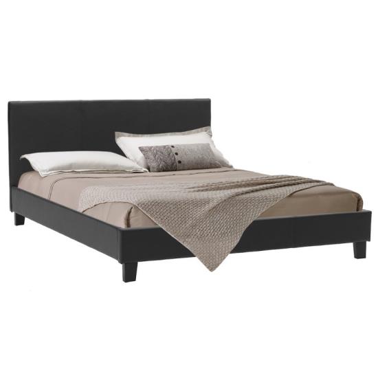 Nevil Κρεβάτι διπλό 150x200 PU χρώμα μαύρο ματ με ανατομικές τάβλες 212x156x28,5 cm