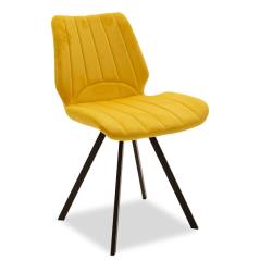 Sabia Καρέκλα μεταλλική μαύρη με ύφασμα βελουτέ κίτρινο 45,5x58x80 cm