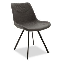 Orca Καρέκλα μεταλλική μαύρη με pu ανθρακί 50x60x78 cm