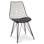 Taj Καρέκλα μεταλλική μαύρο με μαξιλάρι PVC μαύρο 49x58x88,5cm