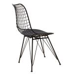 Taj Καρέκλα μεταλλική μαύρο με μαξιλάρι PVC μαύρο 49x58x88,5cm