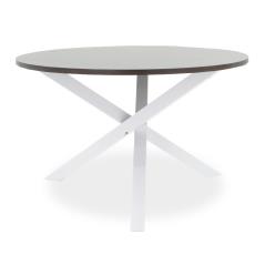 Hug Tραπέζι ξύλο-MDF λευκό-καρυδί 120x120x75,5cm