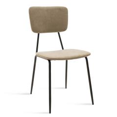 Tania Καρέκλα μεταλλική μαύρη με ύφασμα μπεζ 43x53x84 cm