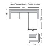 PORTO Καναπές Σαλονιού Καθιστικού Γωνία Αναστρέψιμη Ύφασμα Cappuccino 185x128x75cm H.86cm