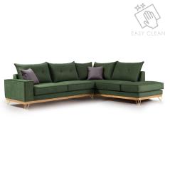 Luxury II Γωνιακός καναπές αριστερή γωνία ύφασμα κυπαρισσί-ανθρακί 290x235x95cm