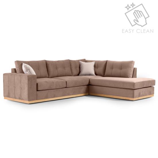 Boston Γωνιακός καναπές αριστερή γωνία ύφασμα mocha-cream 280x225x90cm