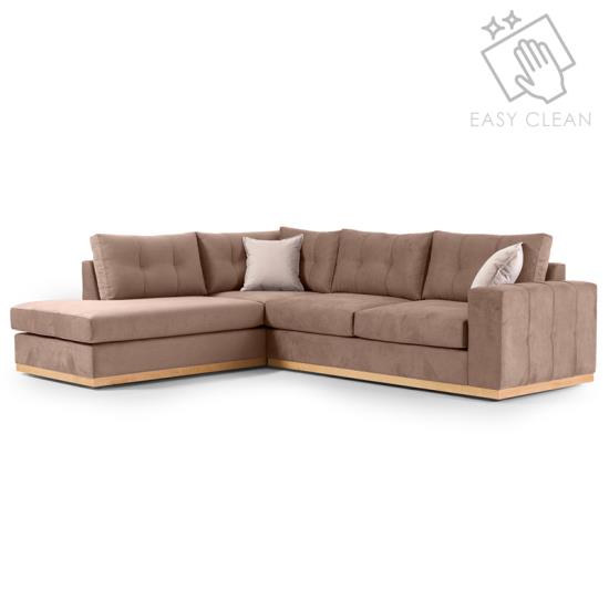 Boston Γωνιακός καναπές δεξιά γωνία ύφασμα mocha-cream 280x225x90cm