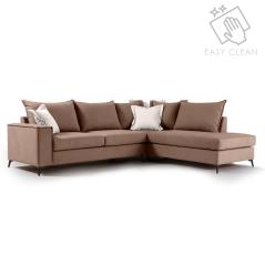 Romantic Γωνιακός καναπές αριστερή γωνία ύφασμα mocha-cream 290x235x95cm