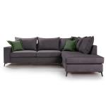 Romantic Γωνιακός καναπές αριστερή γωνία ύφασμα ανθρακί-κυπαρισσί 290x235x95cm