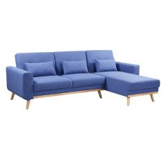 BACKER Καναπές / Κρεβάτι Σαλονιού - Καθιστικού Γωνία Αναστρέψιμη / Ύφασμα Μπλε 253x152x70 Υ86 Bed:216x179x45cm