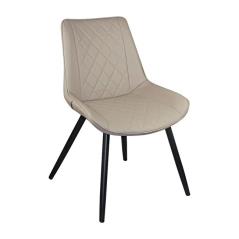 MORGAN Καρέκλα Τραπεζαρίας Σαλονιού Μέταλλο Βαφή Μαύρο / PU Cappuccino 53x61x86cm