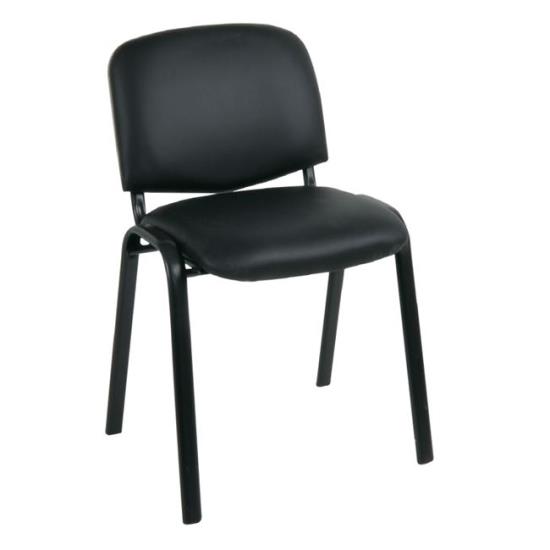SIGMA Καρέκλα Στοιβαζόμενη Γραφείου - Επισκέπτη Μέταλλο Μαύρο / PVC Μαύρο 55x60x79cm / Σωλ.35x16/1mm