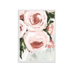 Πίνακας ρομαντικός με λουλούδια κορνίζα MDF 60x90cm